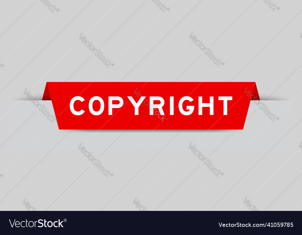 Red color inserted label with word copyright