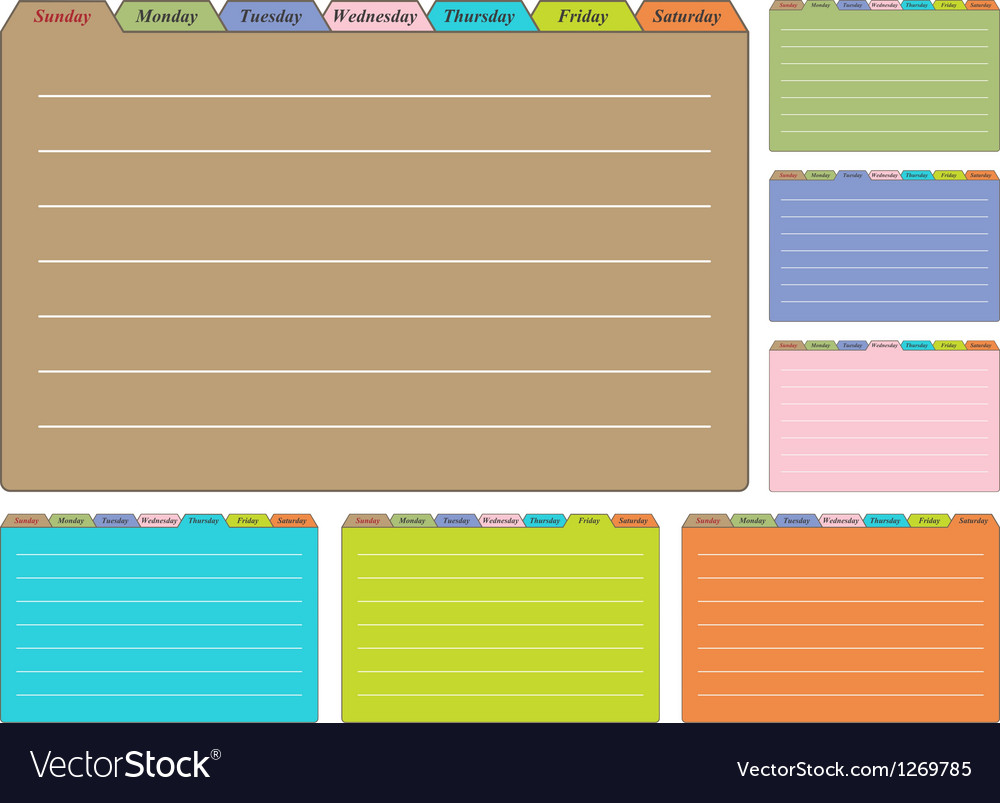 Seven calendar sheets Royalty Free Vector Image