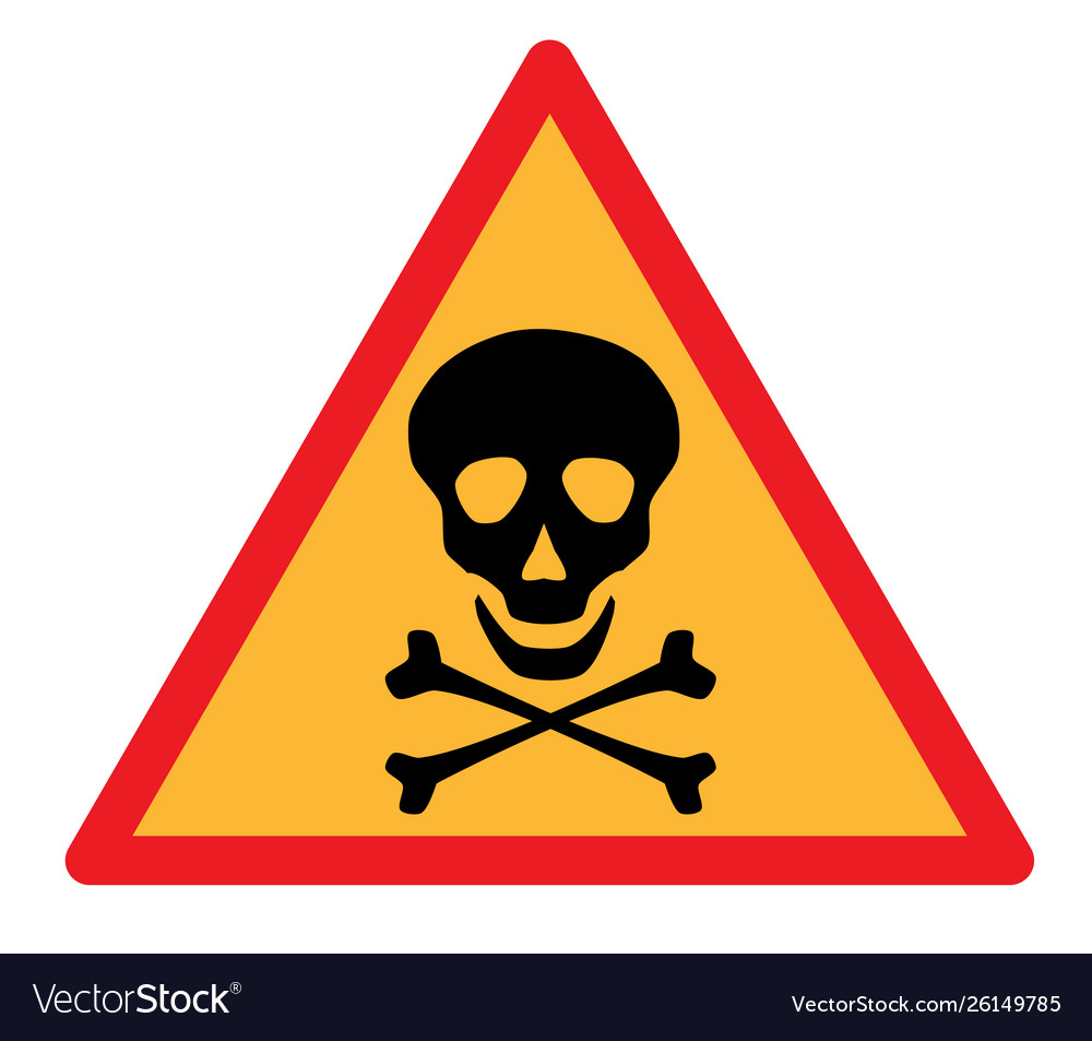 Skull and crossbones symbol on triangle sign Vector Image