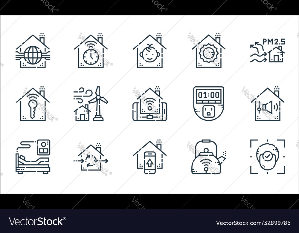 Smarthome line icons linear set quality