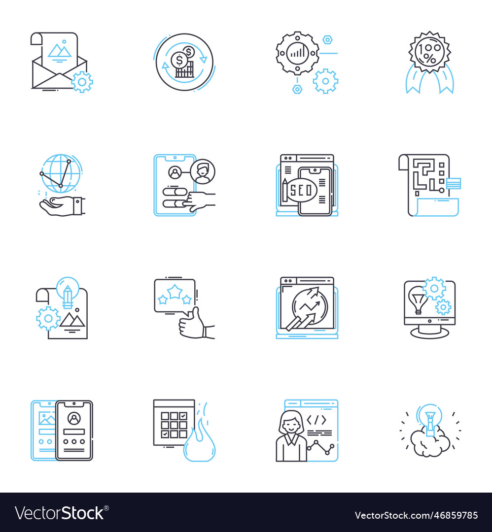 Software engineering linear icons set development