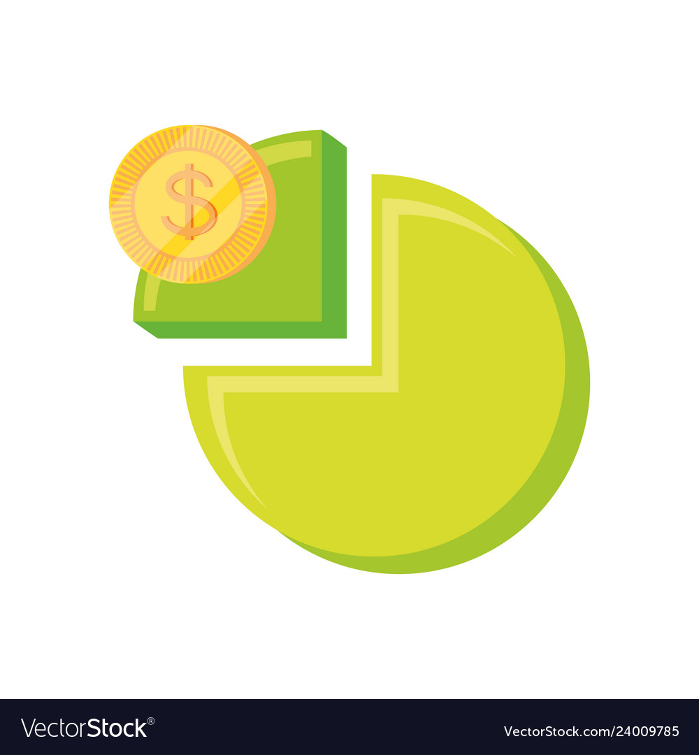 Statistic graph of pie with money coin Vector Image Statistic graph of pie with money coin