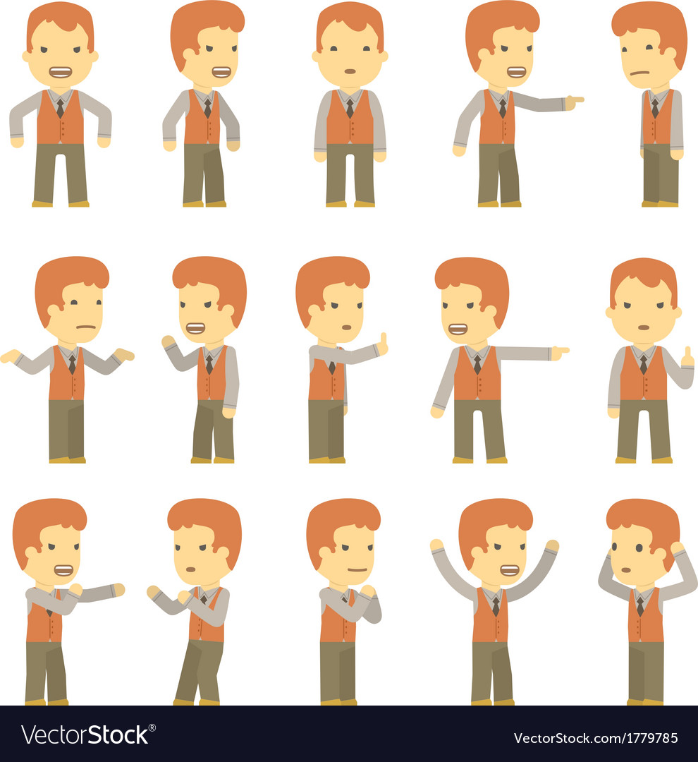Urban character set in different poses simple flat