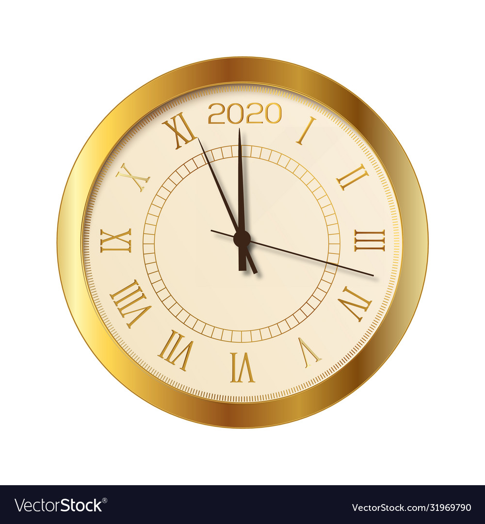 2020 new year or merry christmas gold clock