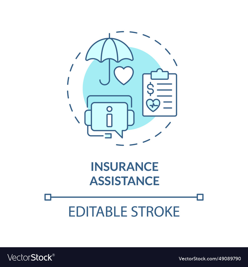 2d thin line blue icon insurance assistance