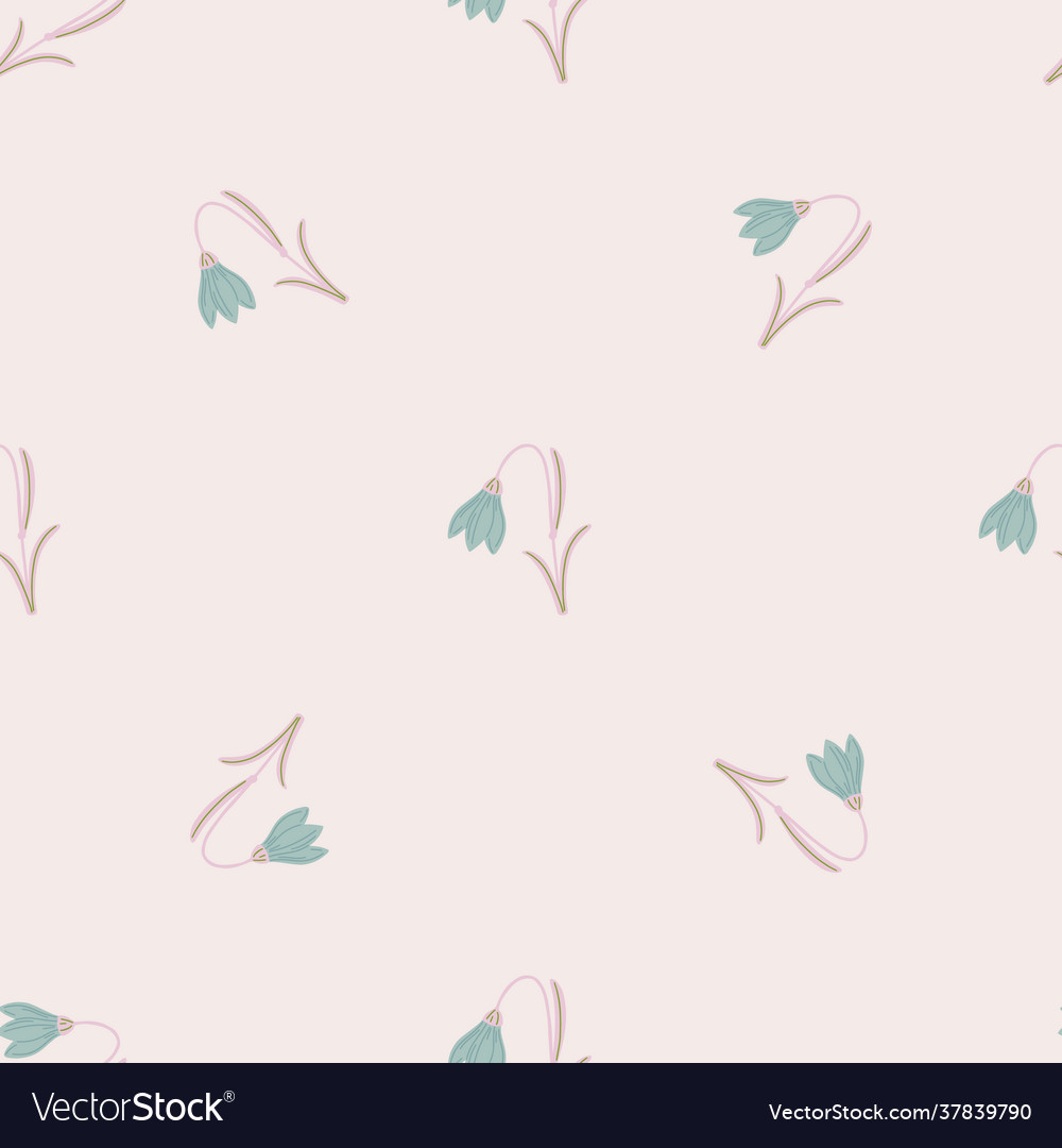 Bloom minimalistic seamless pattern with blue vector image Bloom minimalistic seamless pattern with blue