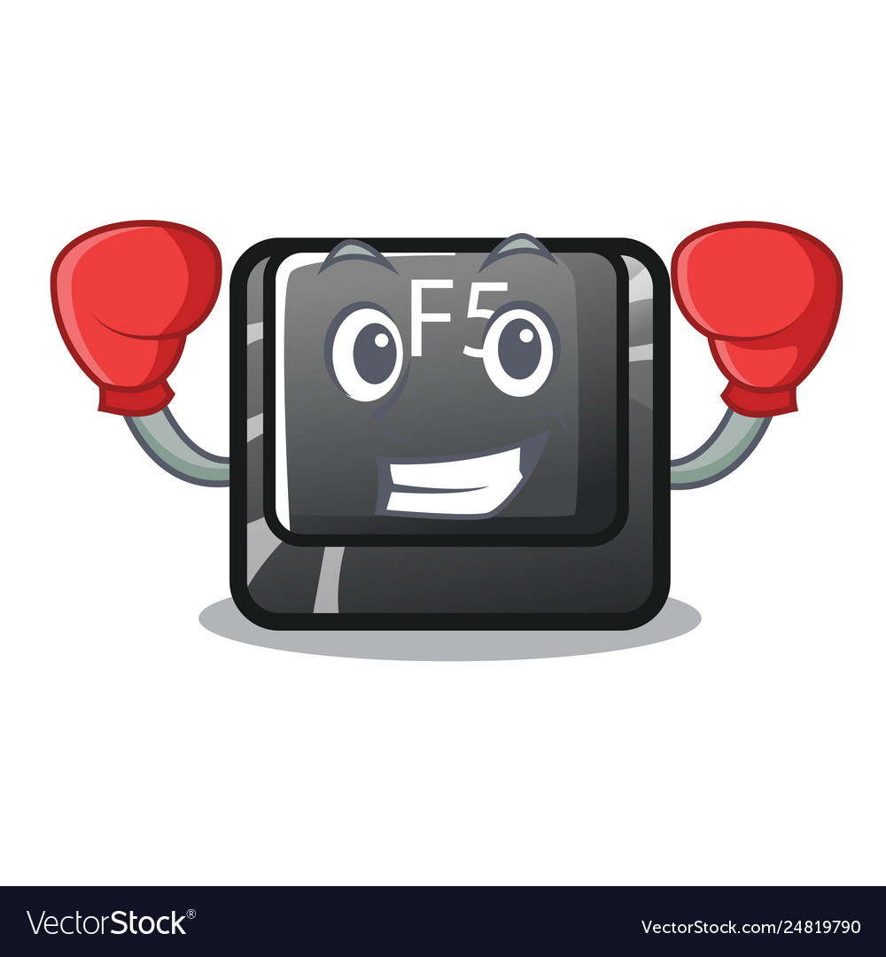 Boxing button f5 isolated with character