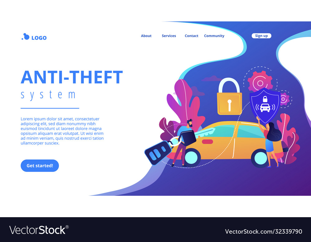 Car alarm system concept landing page