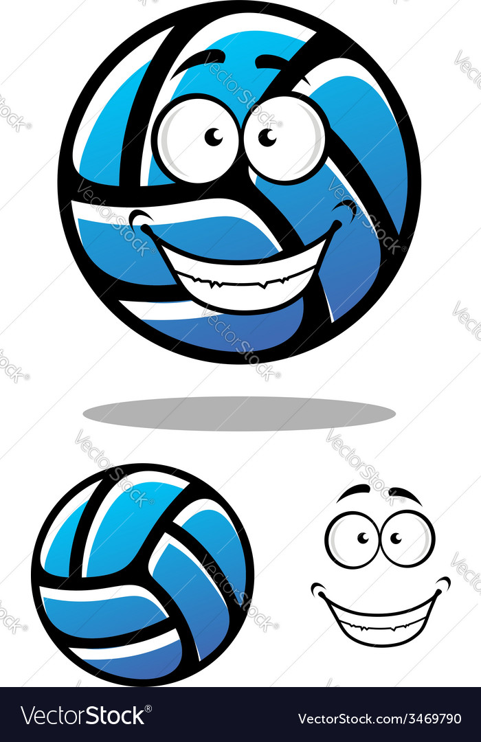 Cartoon blue volleyball ball character Royalty Free Vector