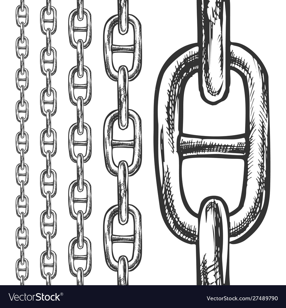 Chain and links seamless pattern in different Vector Image