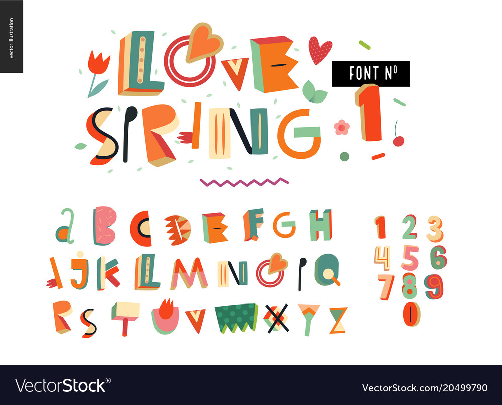 Colorful Spring Alphabet Set - Latin Fonts