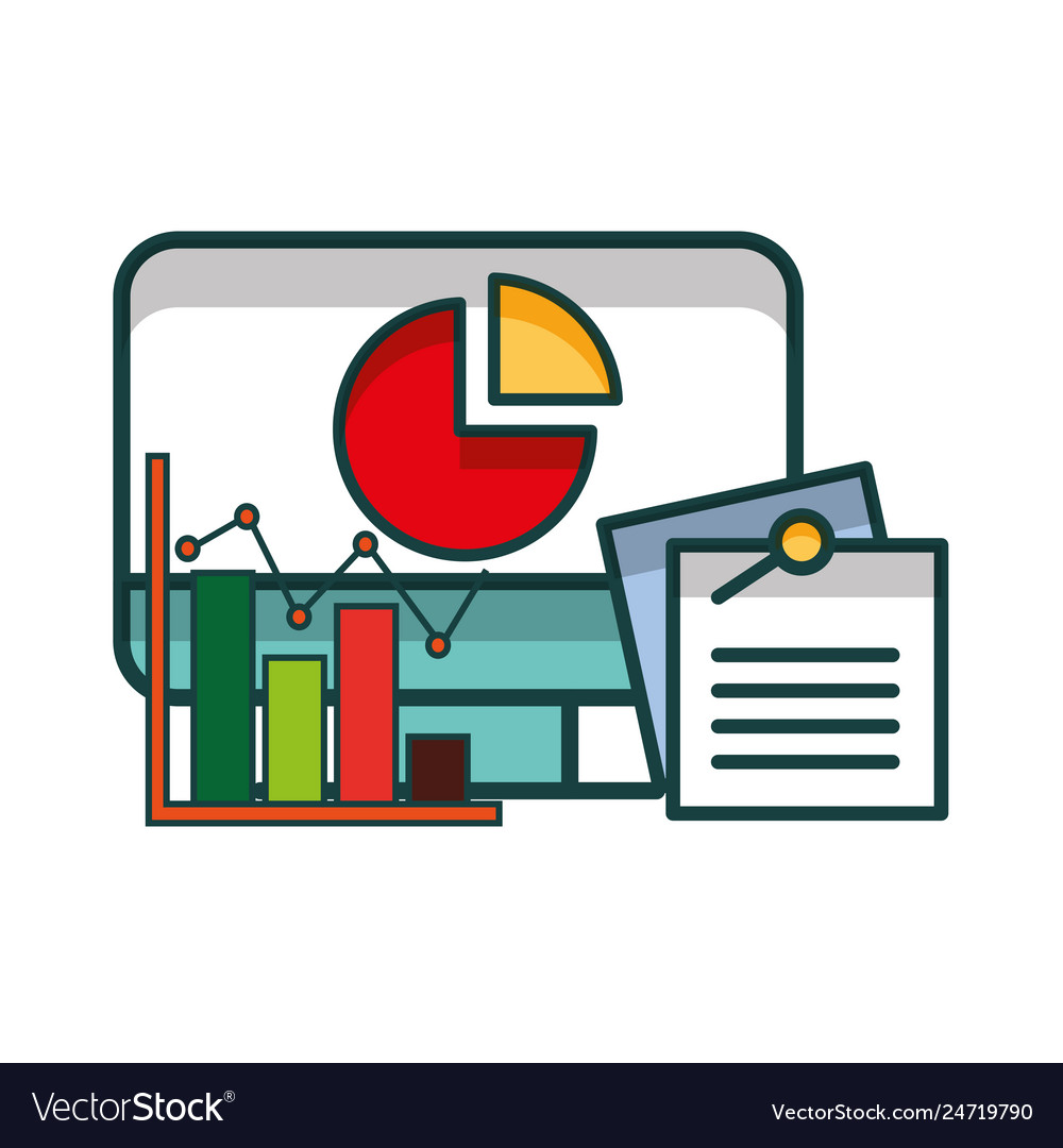 Computer business chart note memo Vector Image Computer business chart note memo