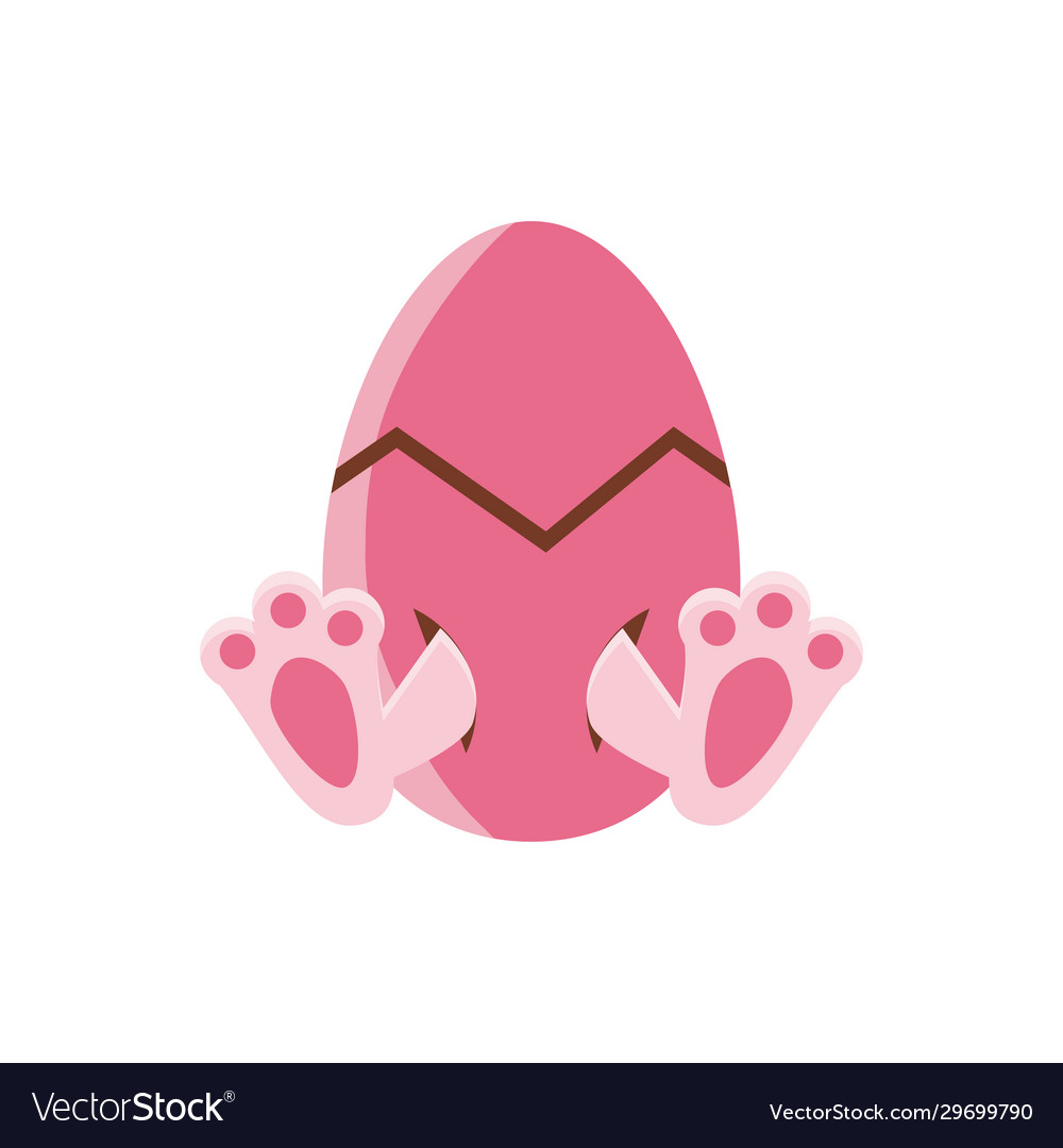 Easter egg with bunny legs colorful and flat