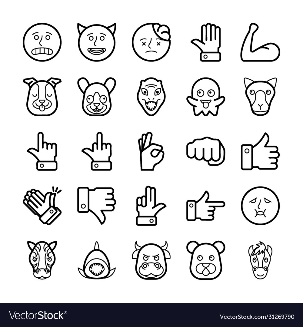 Emoticons icons pack Royalty Free Vector Image