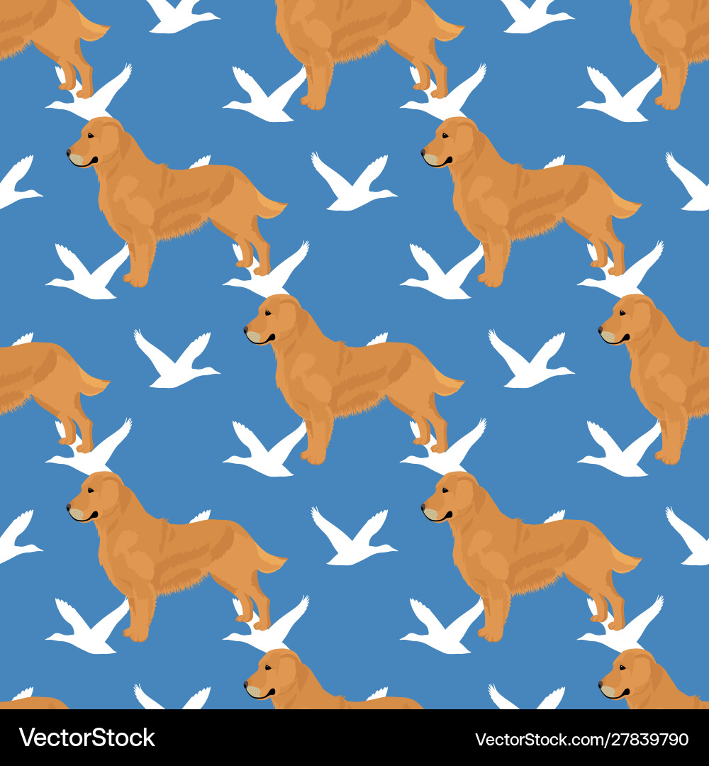 Golden retriever dog seamless pattern Royalty Free Vector
