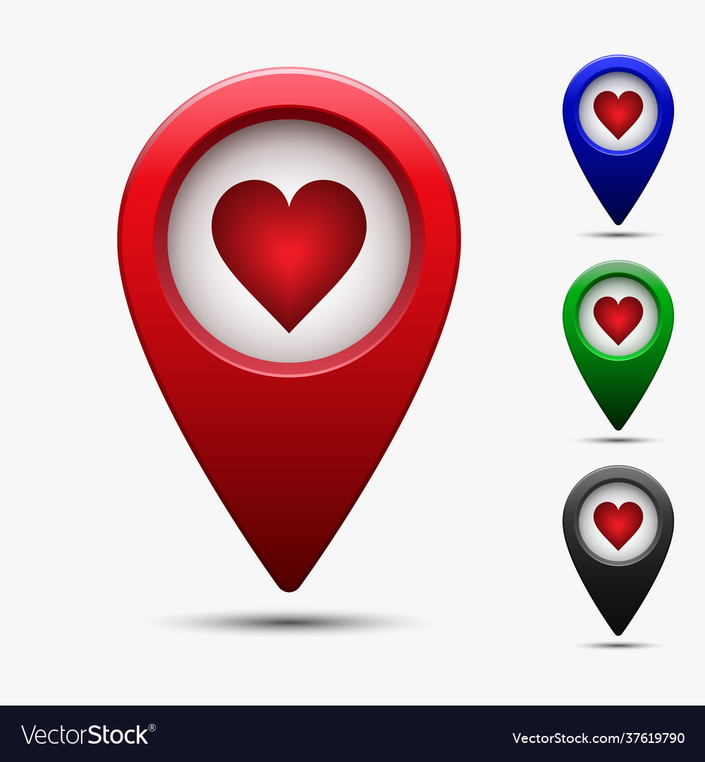 Map pointer with heart icon vector image Map pointer with heart icon