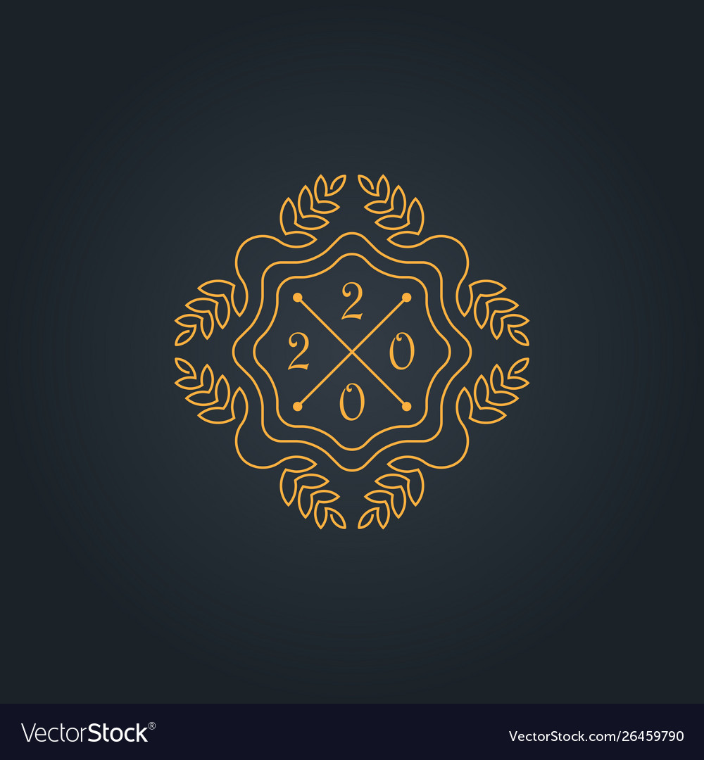 Monogram with new year date simple and graceful Vector Image Monogram with new year date simple and graceful