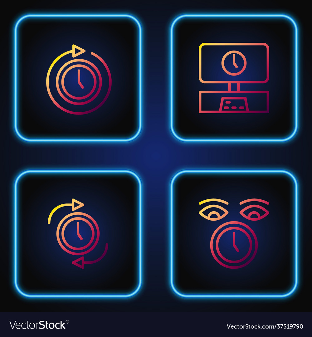 Set line clock with arrow and smart tv time vector image Set line clock with arrow and smart tv time