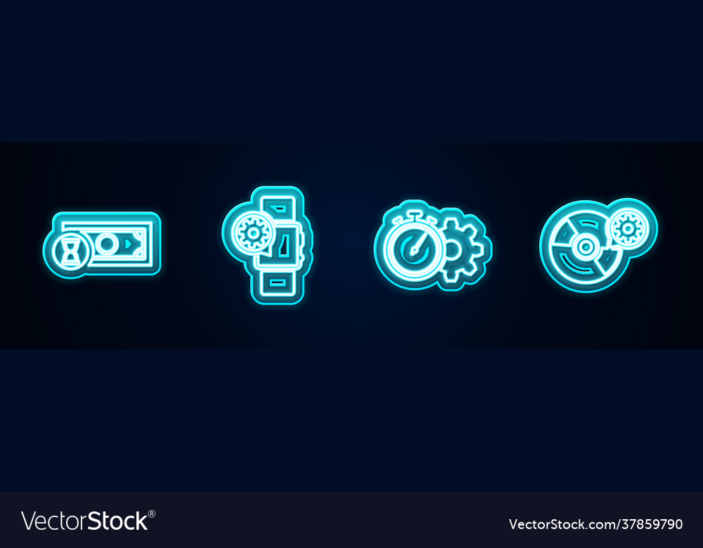 Set line fast payments smartwatch setting time vector image Set line fast payments smartwatch setting time