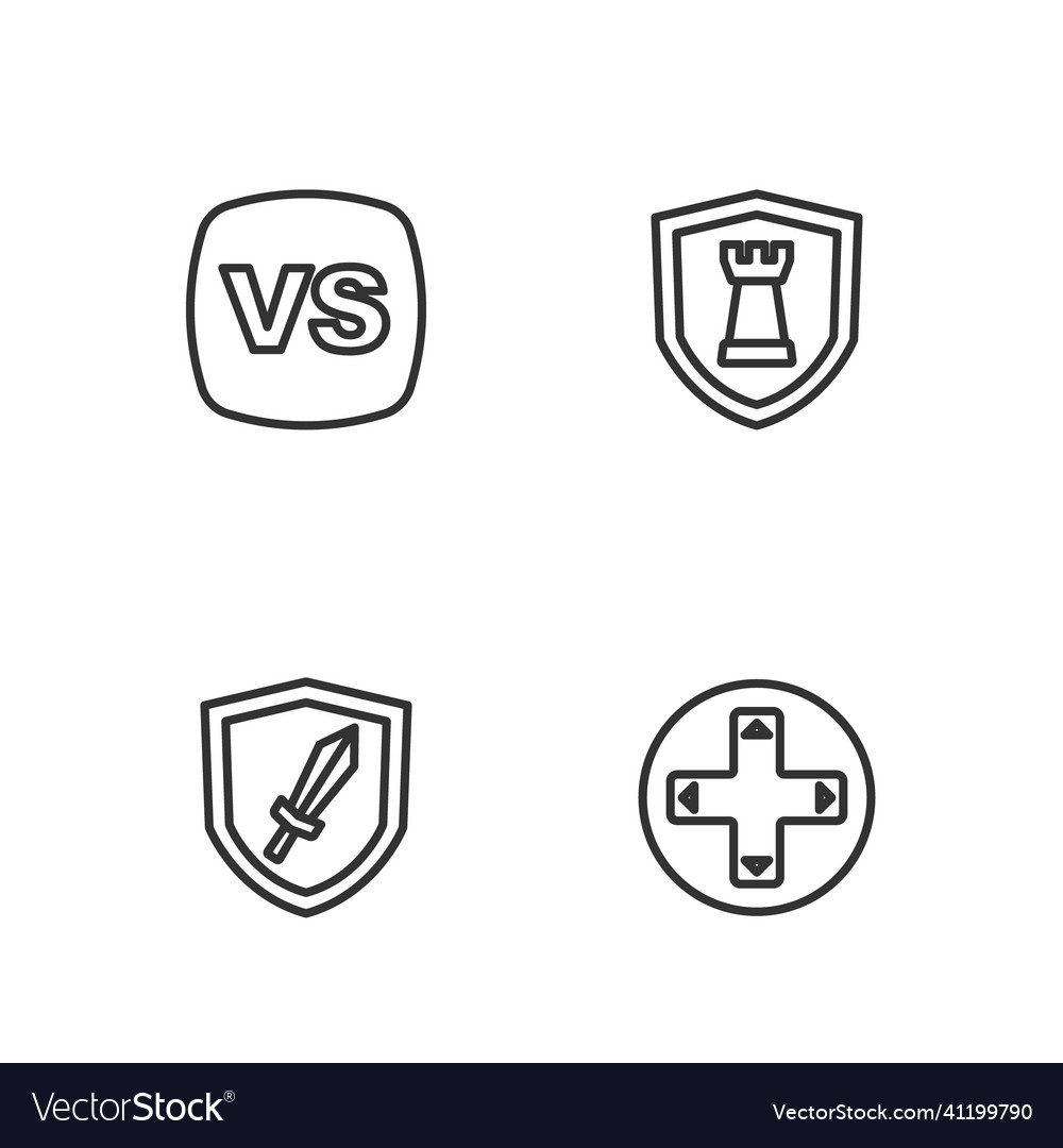 Set line game controller or joystick sword vector image Set line game controller or joystick sword