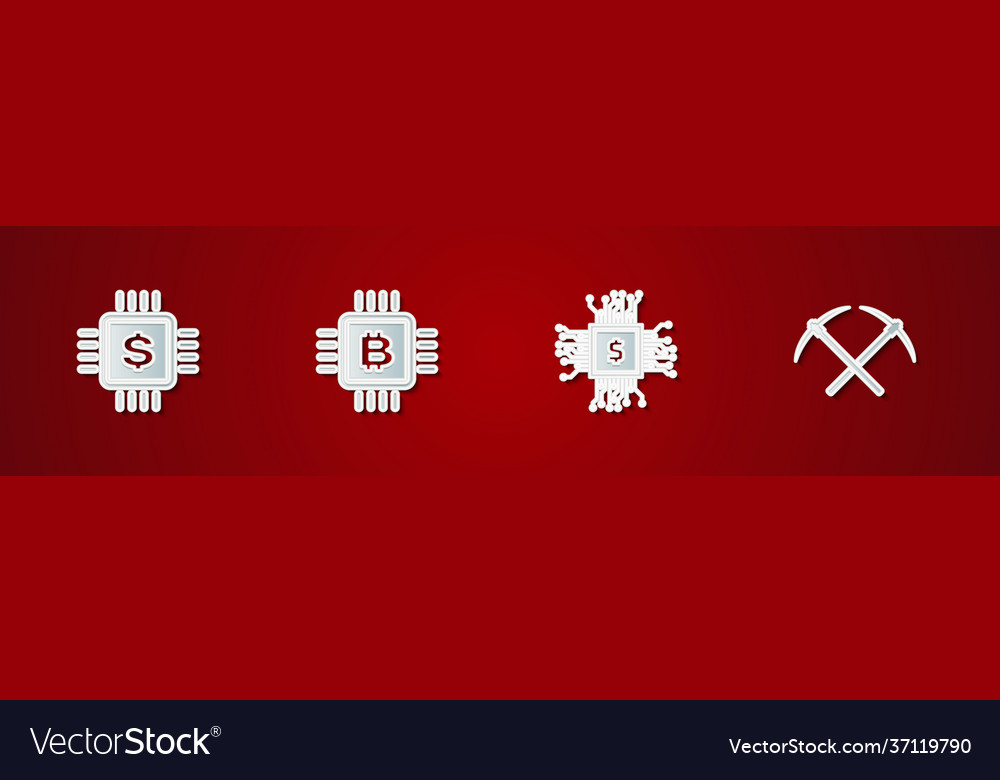 Set processor chip with dollar cpu mining farm vector image Set processor chip with dollar cpu mining farm