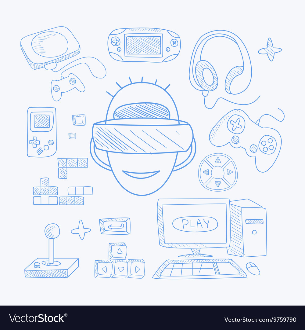 Vidoe game related objects set with the gamer
