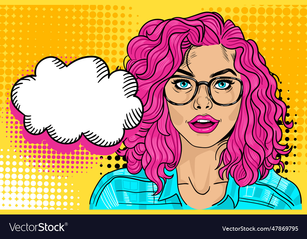 Beautiful Woman With Red Hair Pop Art Retro Vector Image 8246