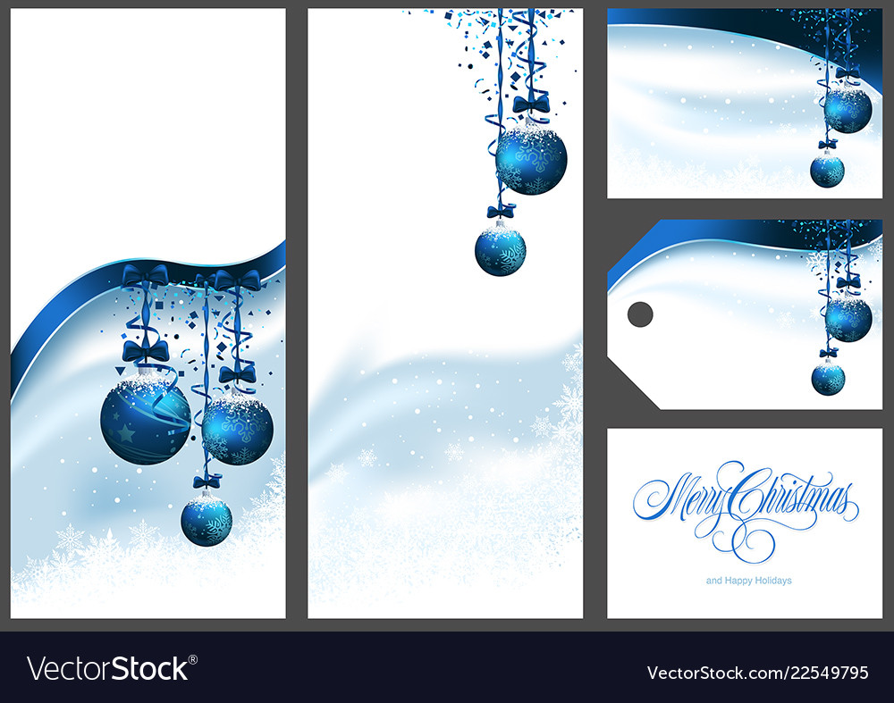 Blue christmas greetings set Royalty Free Vector Image