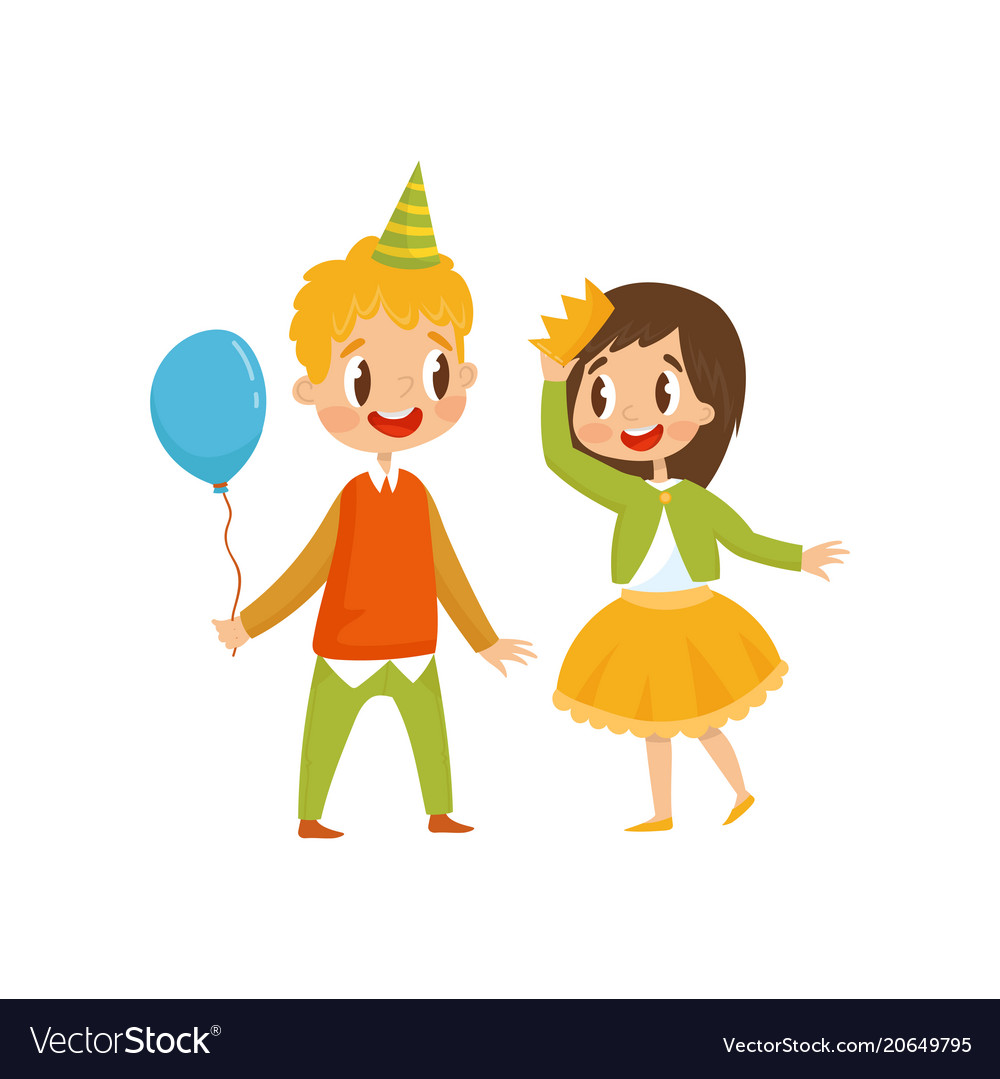 Cute girl and boy at birthday party