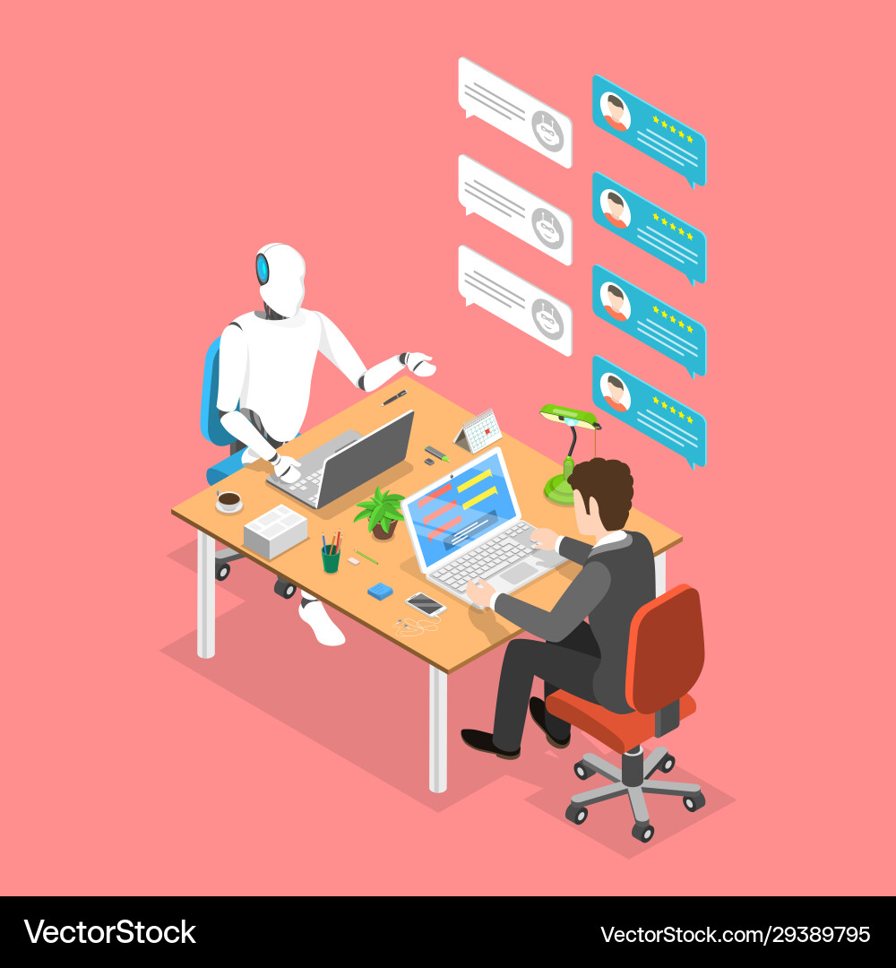 Flat Isometric Concept Chatbot Ai Royalty Free Vector Image