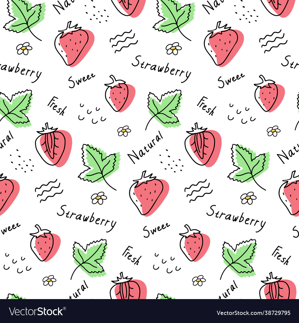 Hand drawn strawberry seamless pattern