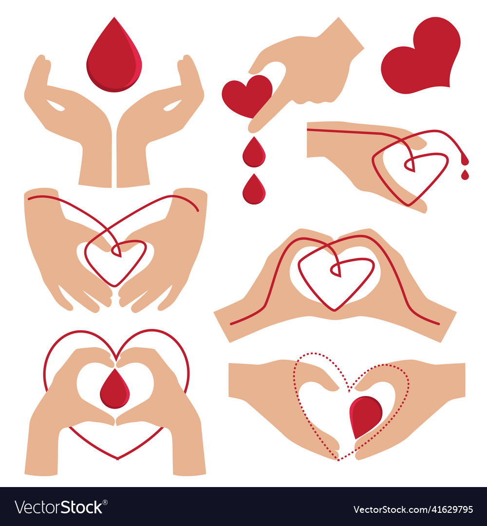 Hands with heart shape on red background vector image Hands with heart shape on red background