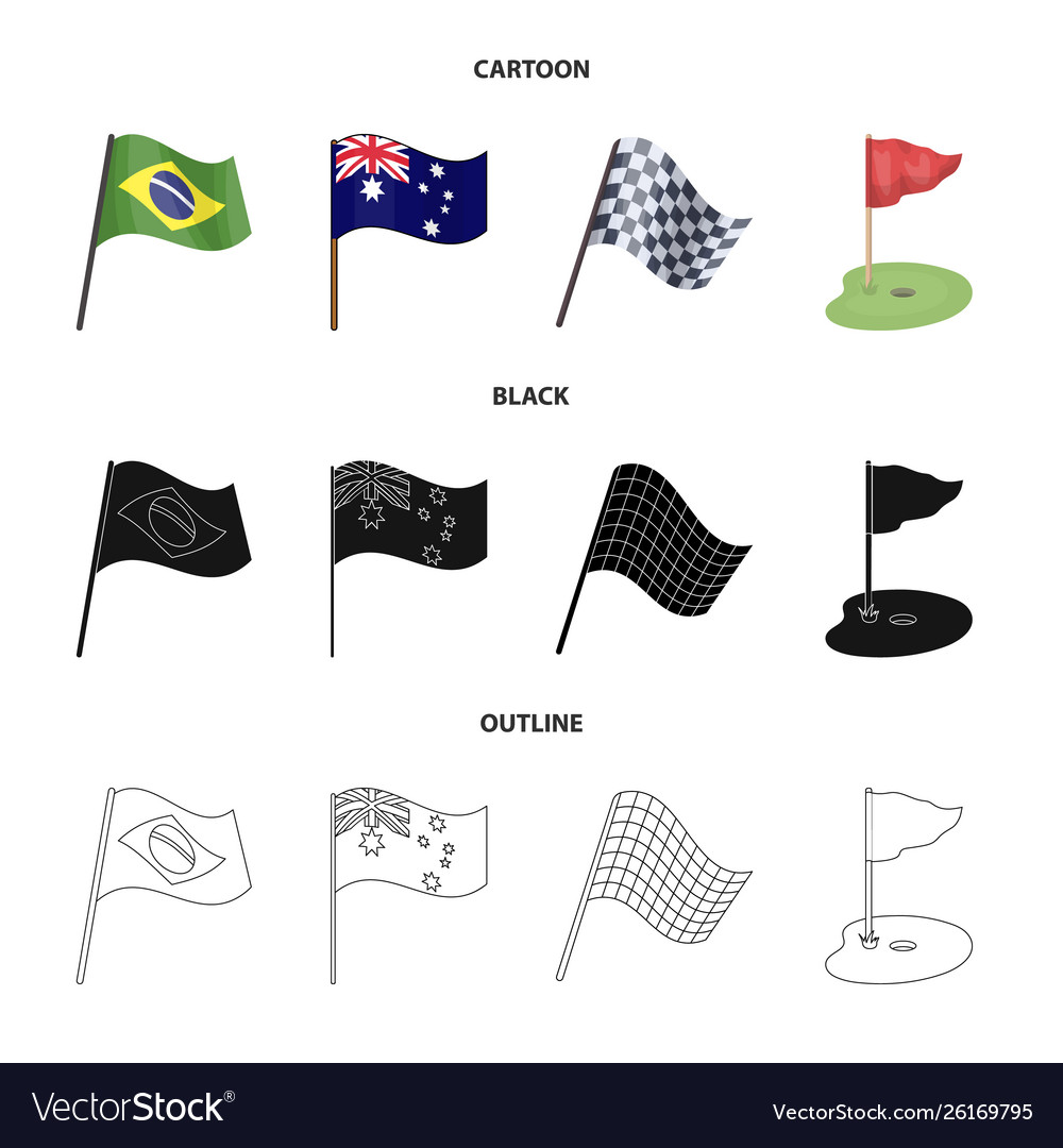 Isolated object world and flag icon set
