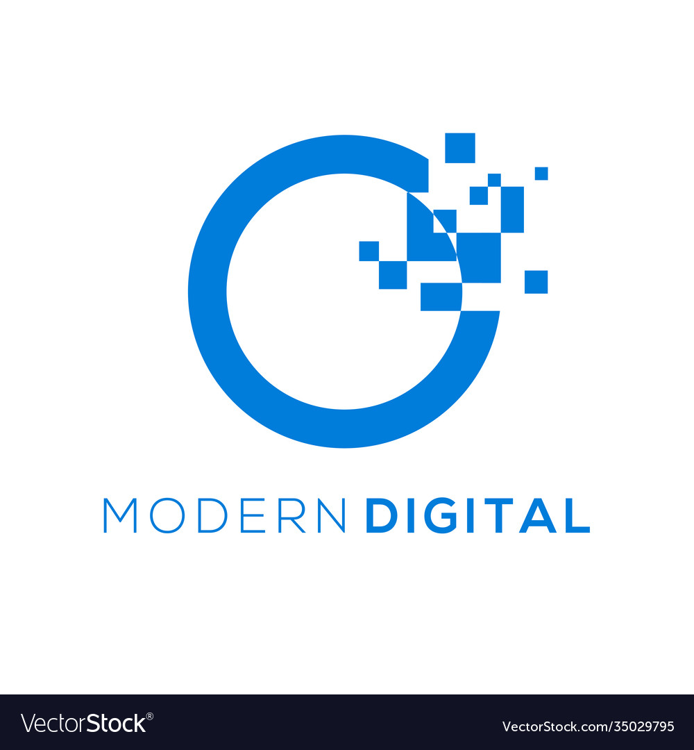 Modern digital logo initial o with pixel effect