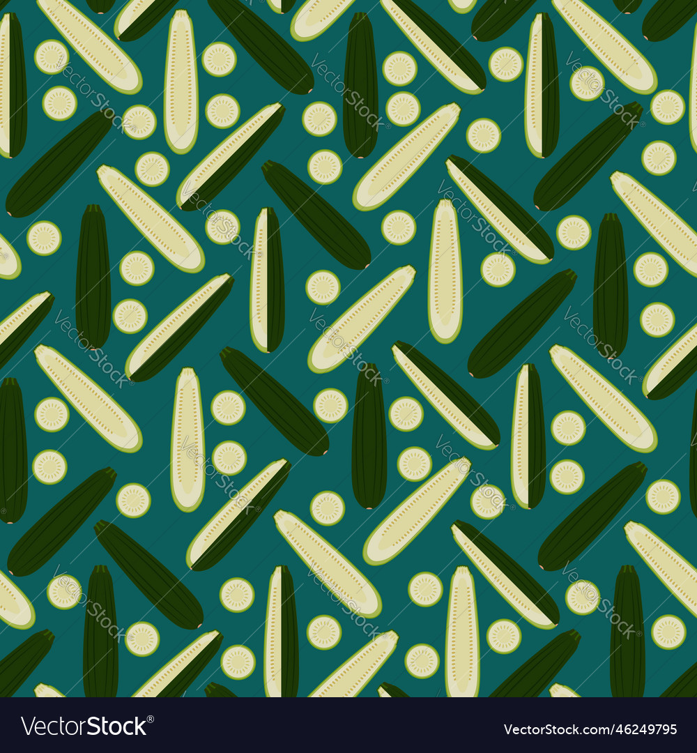 Pattern with black beauty zucchini flat style Vector Image