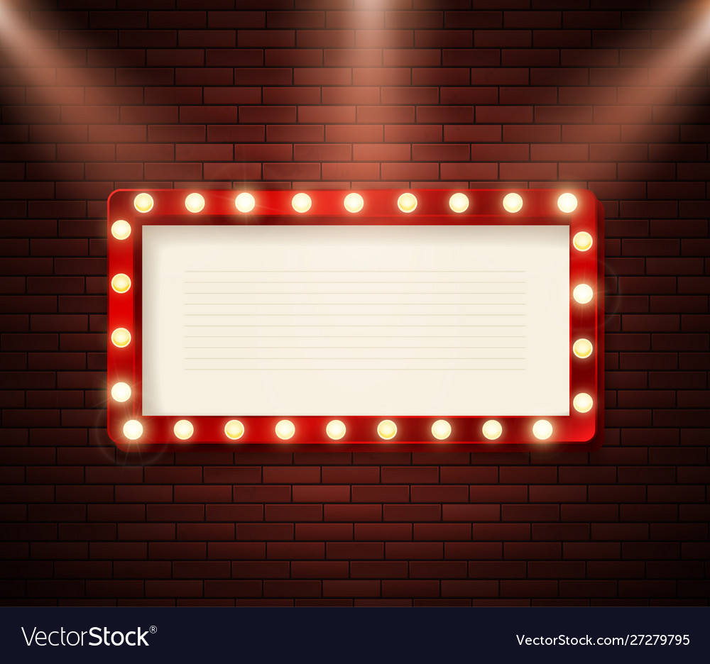 Retro Signboard With Lights Advertising Banner On Vector Image
