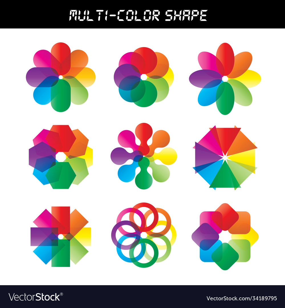 Set abstract multi color shape vector image Set abstract multi color shape