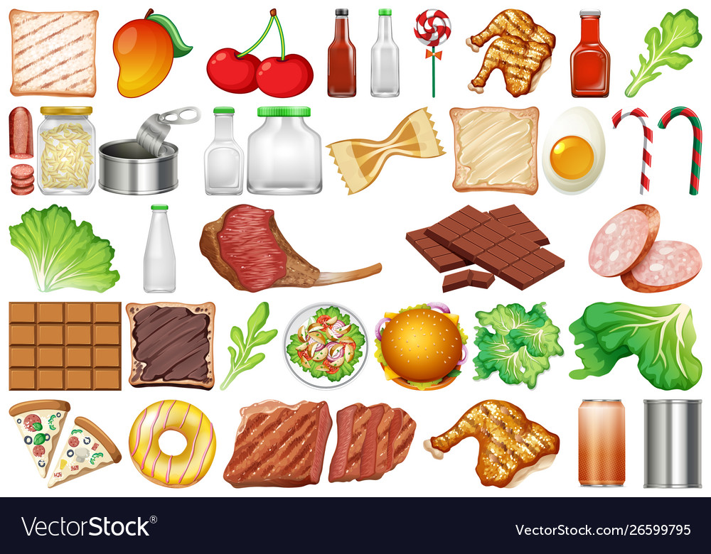 Set isolated objects theme - food