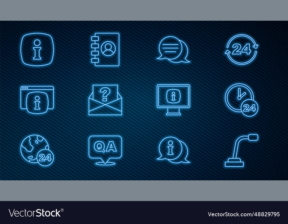 Set line microphone clock 24 hours speech bubble vector image Set line microphone clock 24 hours speech bubble