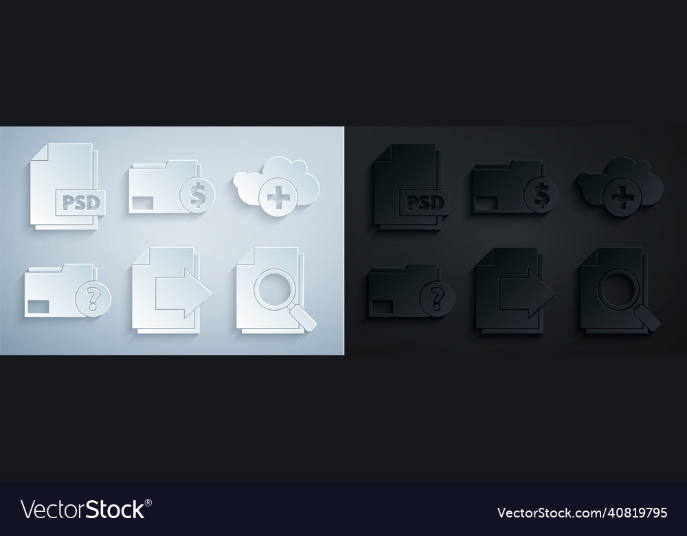 Set next page arrow add cloud unknown document vector image Set next page arrow add cloud unknown document