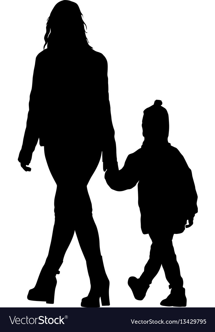 Silhouette of happy family on a white background