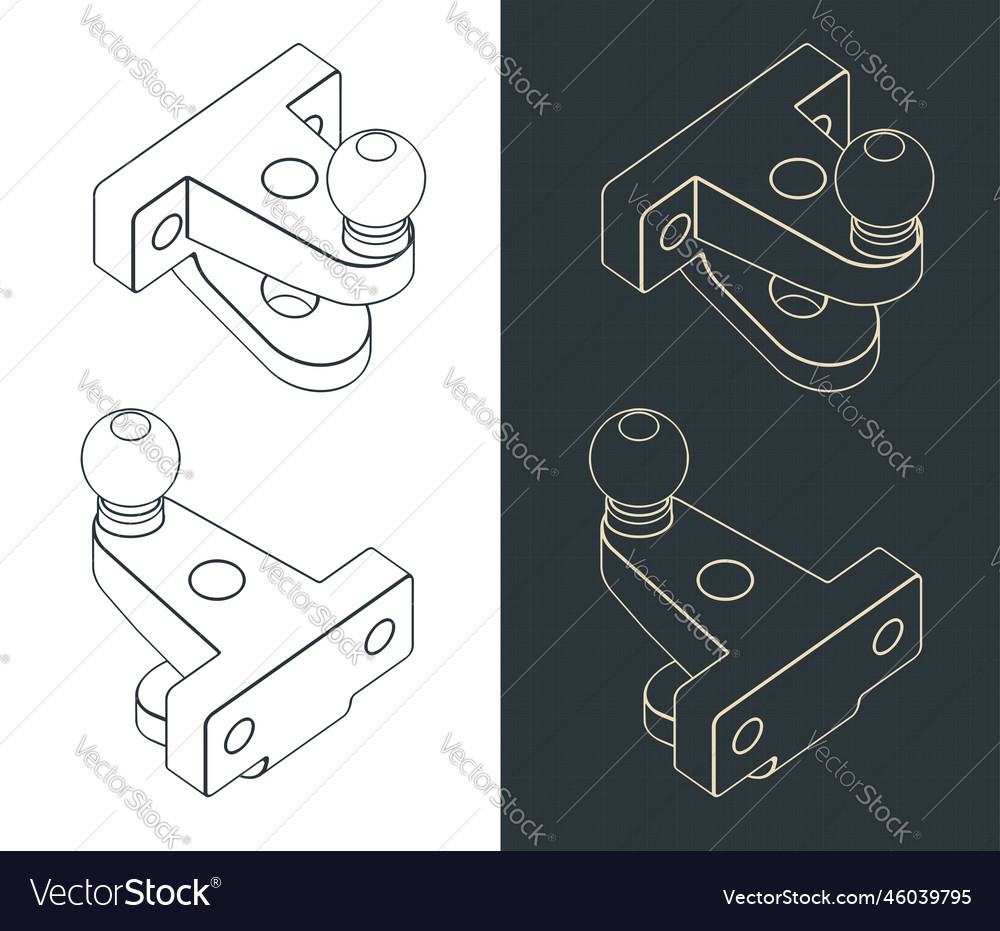 Tow Ball Isometric Blueprints Royalty Free Vector Image