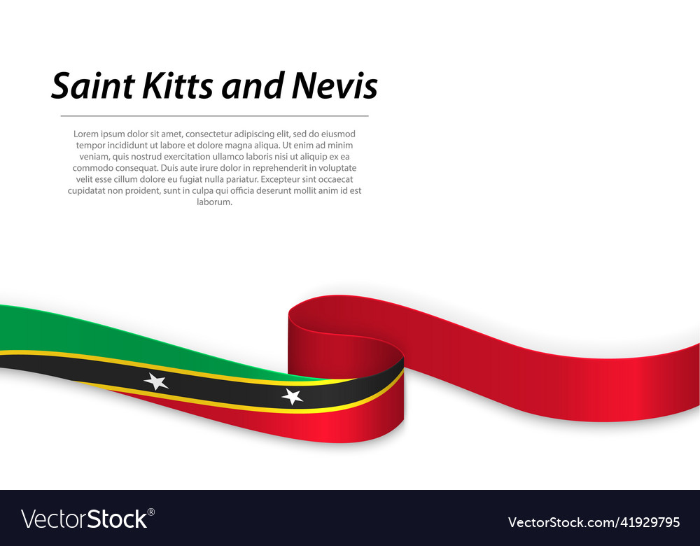 Waving ribbon or banner with flag of saint kitts