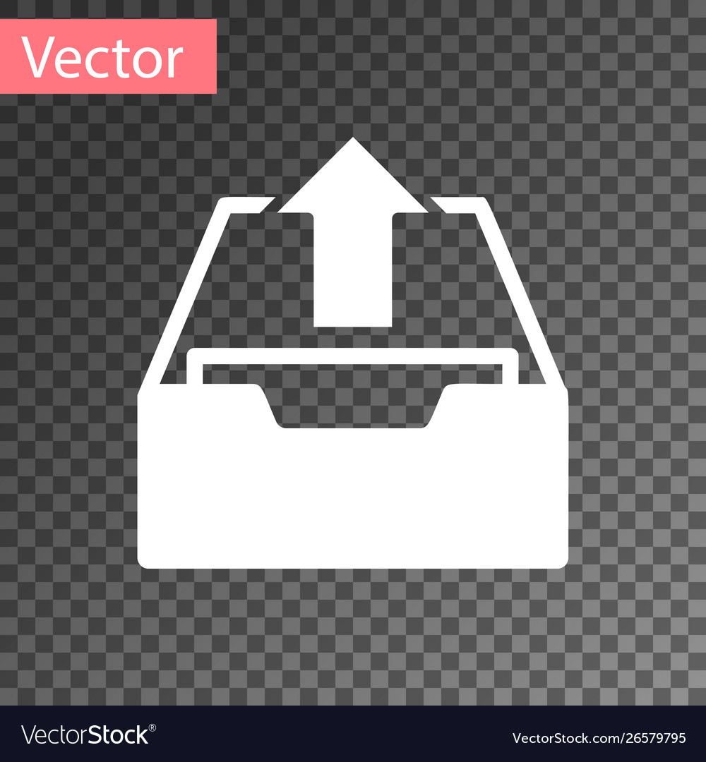 White Upload-Inbox-Symbol isoliert auf transparent vector image White Upload-Inbox-Symbol isoliert auf transparent