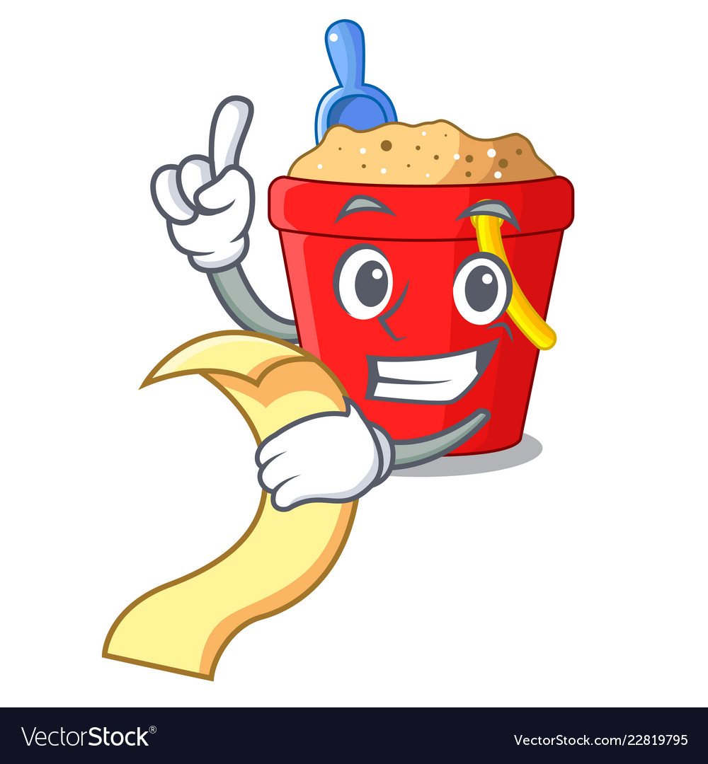 With menu picture beach bucket on shovel cartoon Vector Image With menu picture beach bucket on shovel cartoon Vector Image