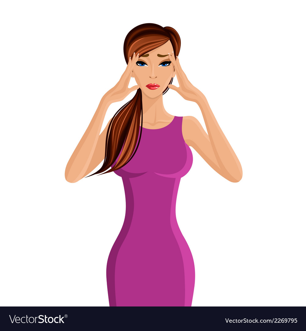 Woman migraine headache Royalty Free Vector Image