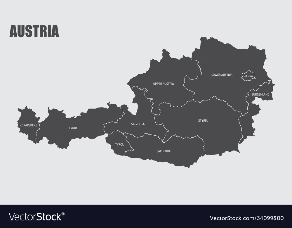 States Of Austria Map Austria States Map Royalty Free Vector Image - Vectorstock