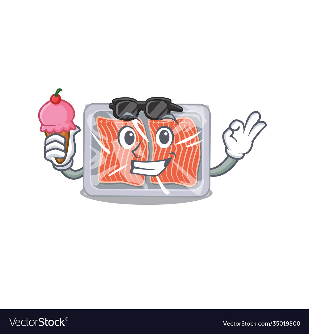 Cartoon design concept frozen salmon having Vector Image Cartoon design concept frozen salmon having Vector Image