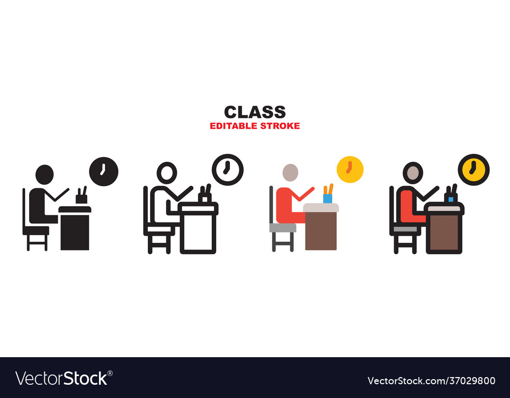 Class icon set with different styles editable vector image Class icon set with different styles editable