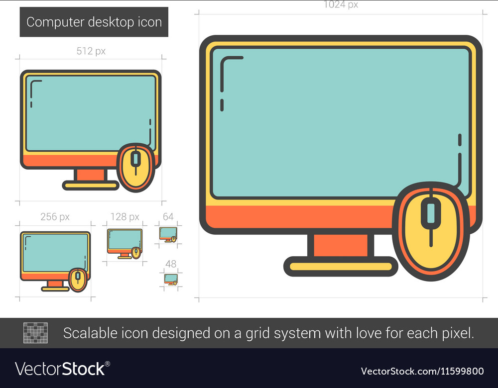 Computer desktop line icon